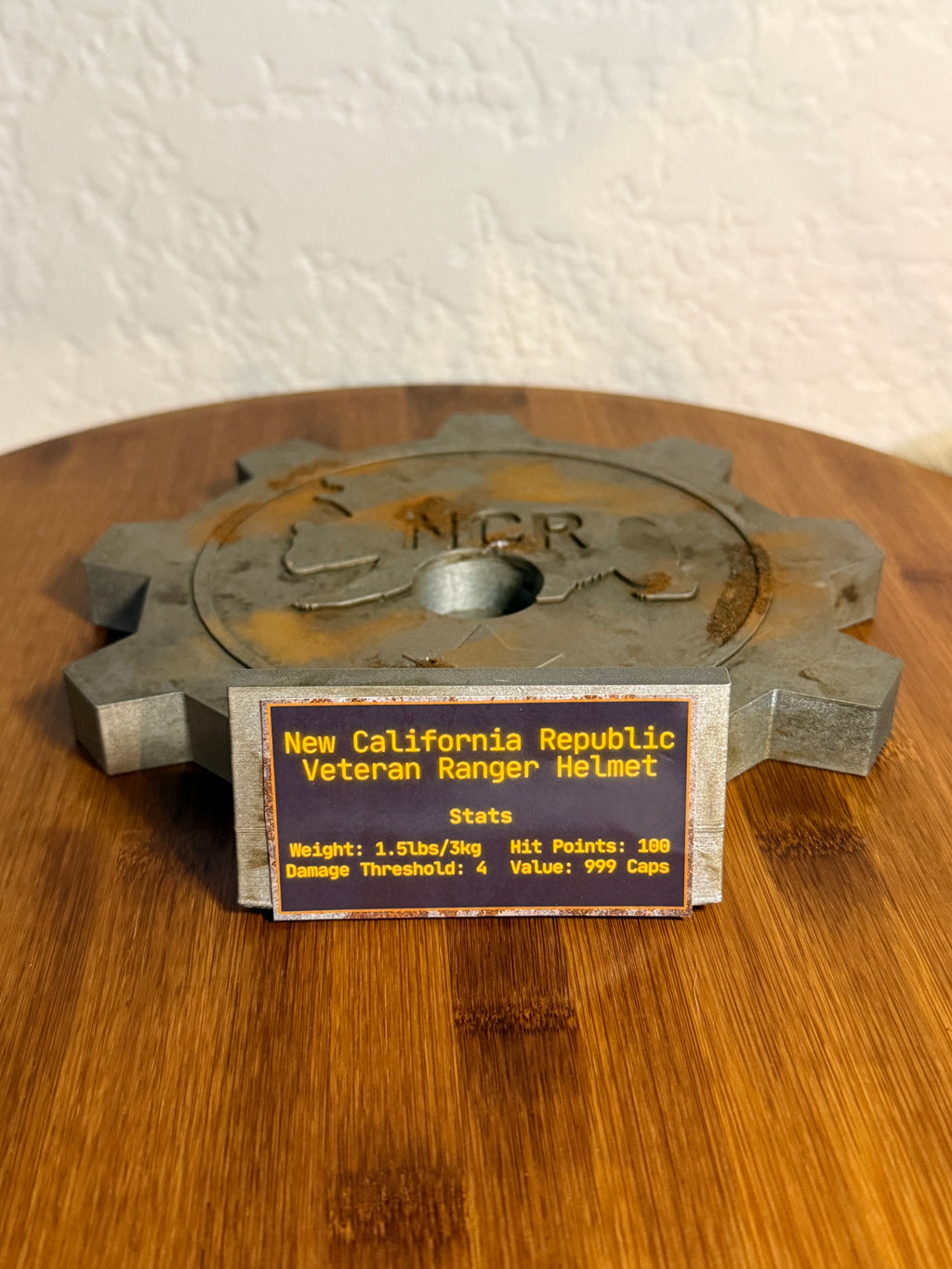 Fallout Style NCR Helmet Display Stand
