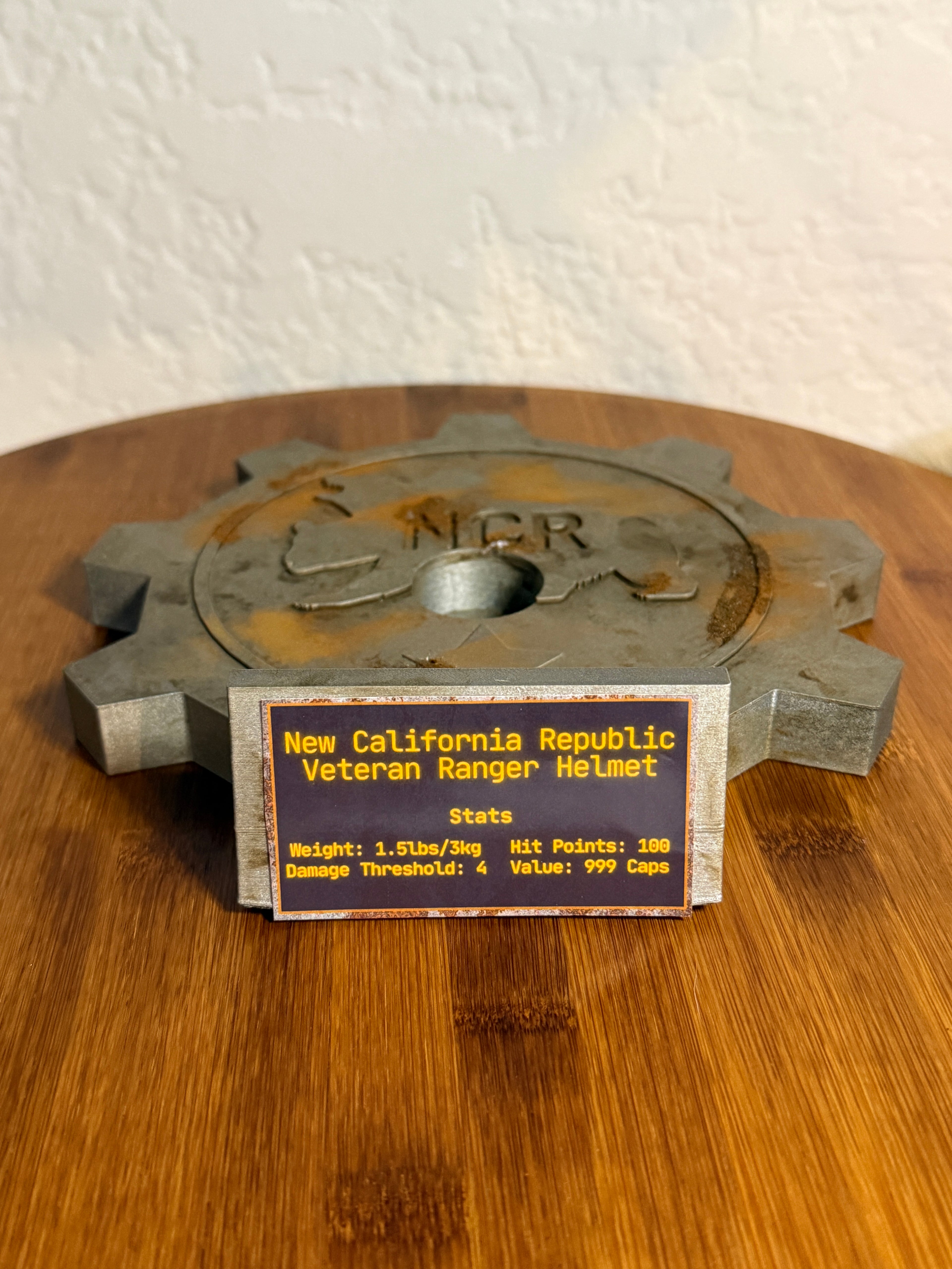 Fallout Style NCR Helmet Display Stand