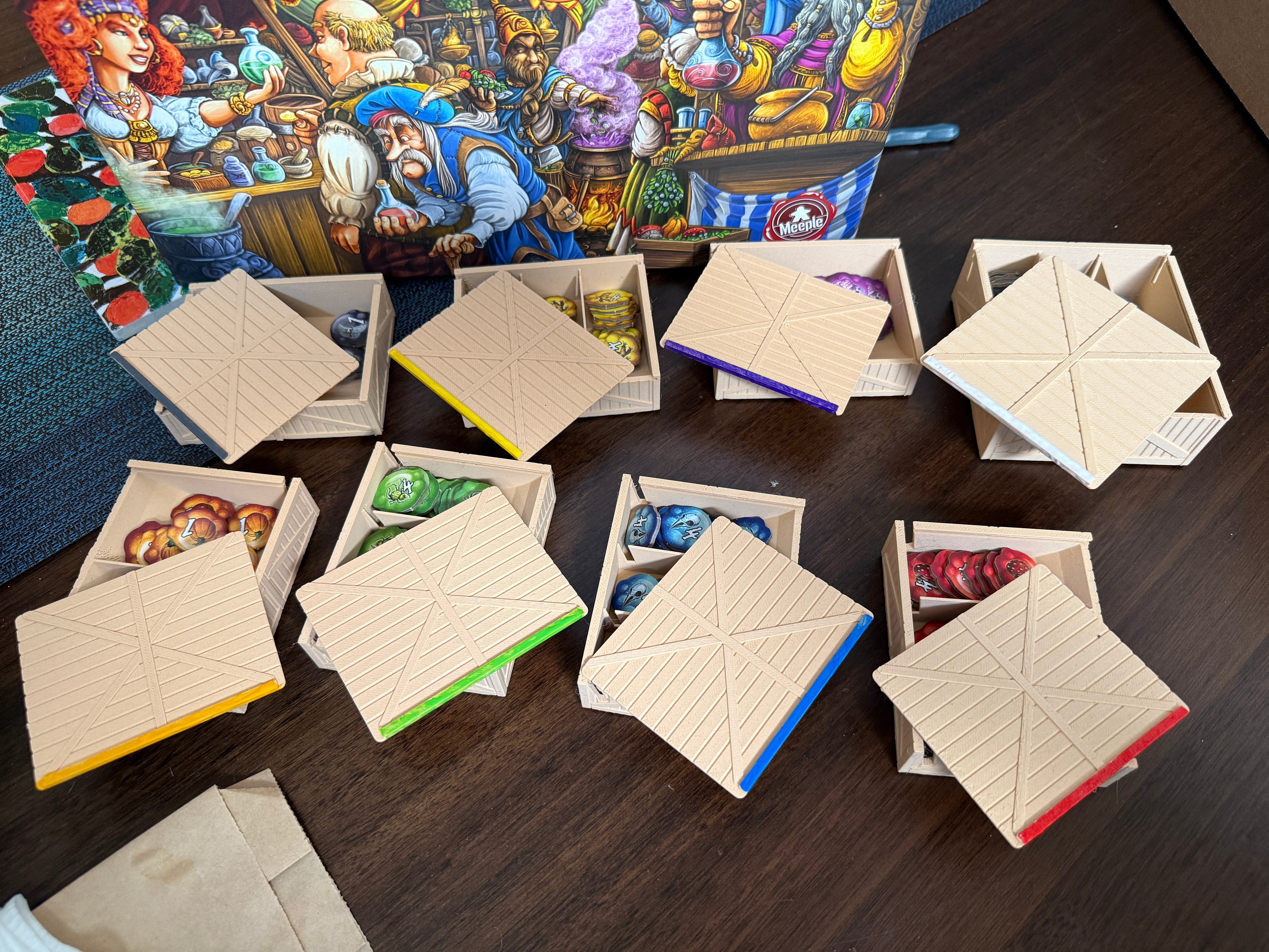 Quacks of Quedlinburg token boxes - wooden 3D printed organizers